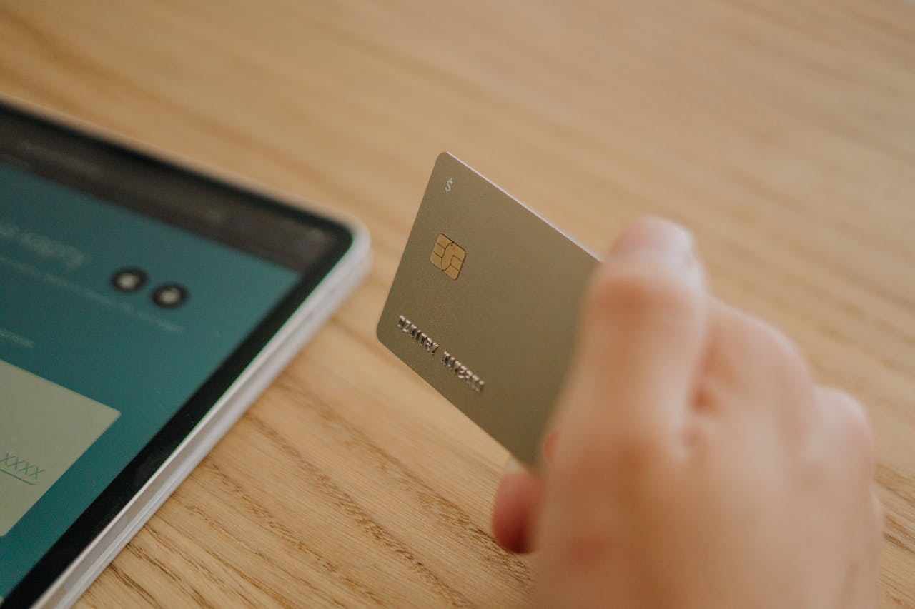 credit card and tablet