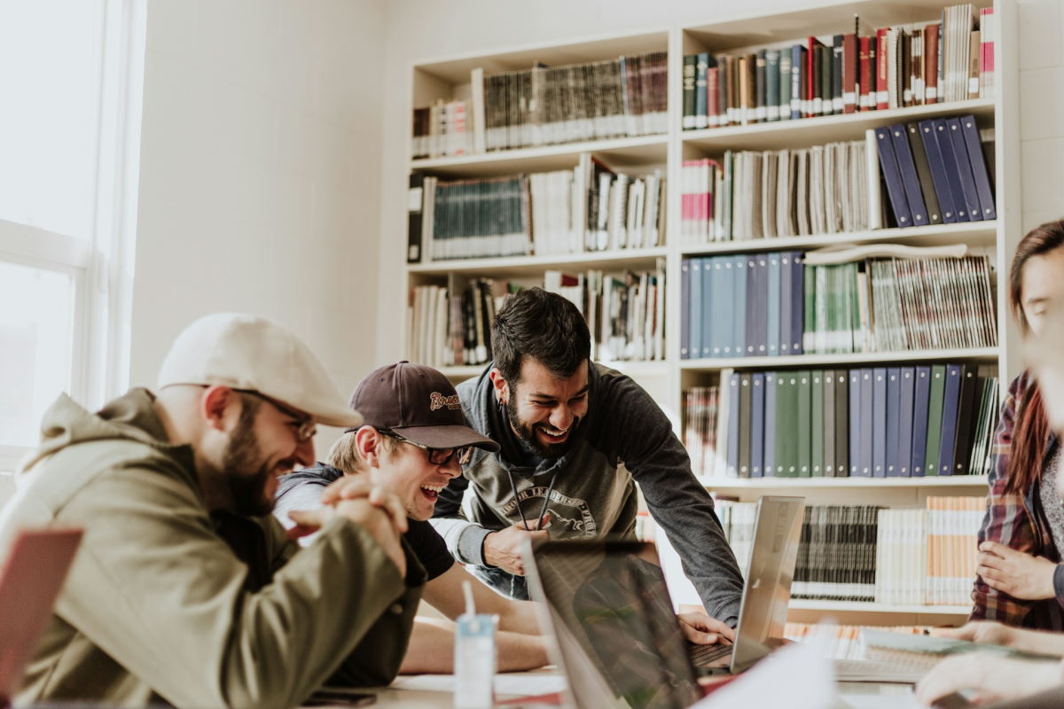 team members discussing a project