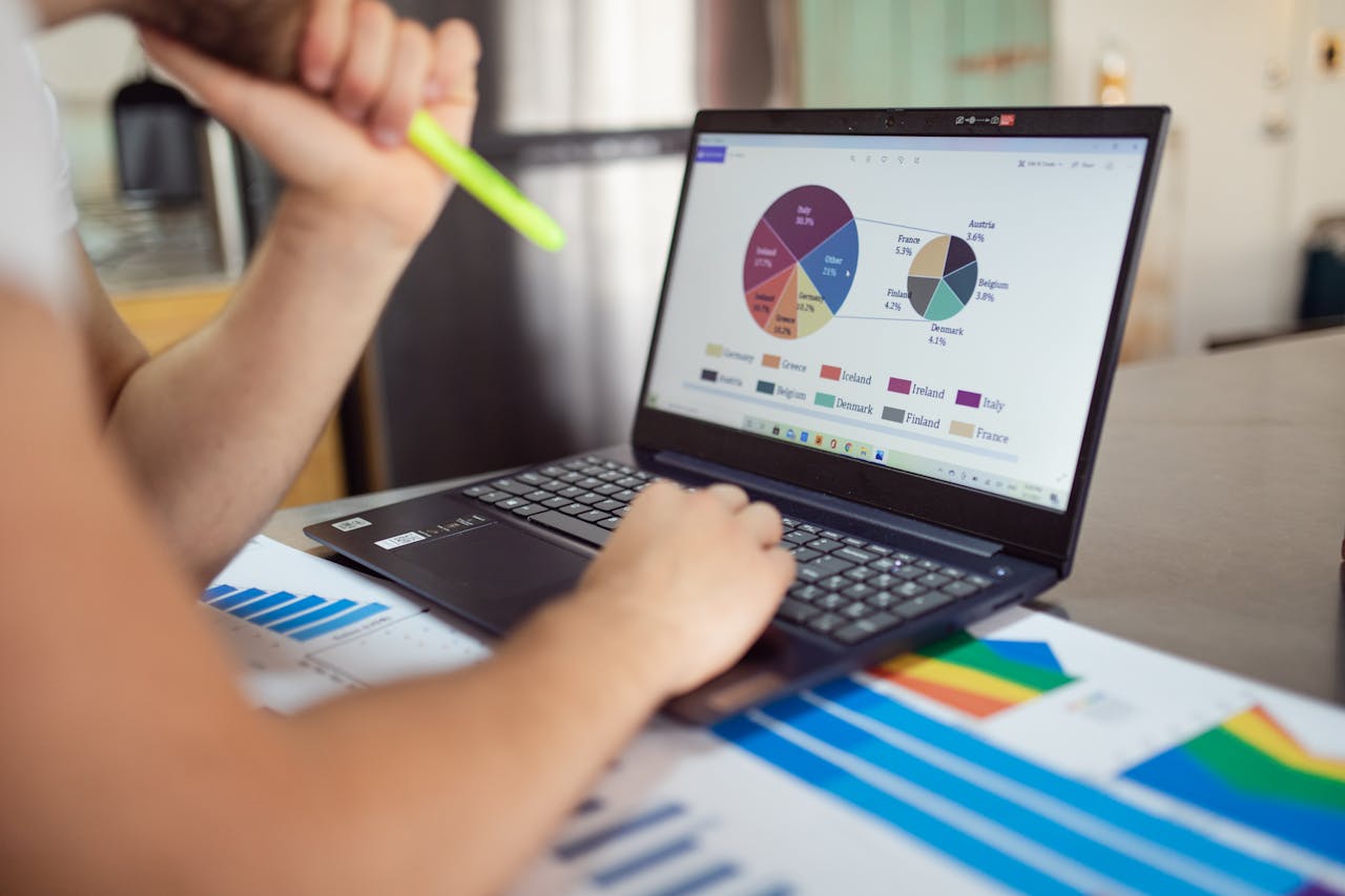 graph on laptop screen